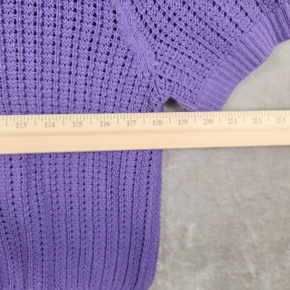 Talbots Purple Pointelle Knit Preppy Polo Collar Top Womens Size Lp - Picture 4 of 6